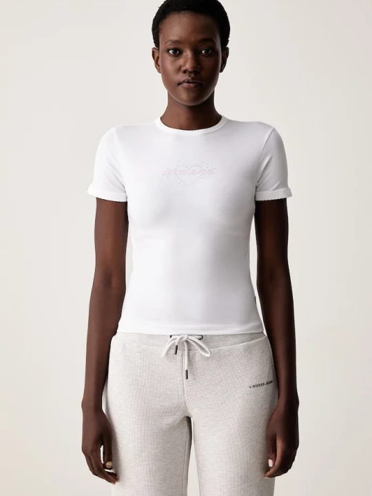 Zdjęcie produktu Guess Jeans T-shirt damski z bawełną biały