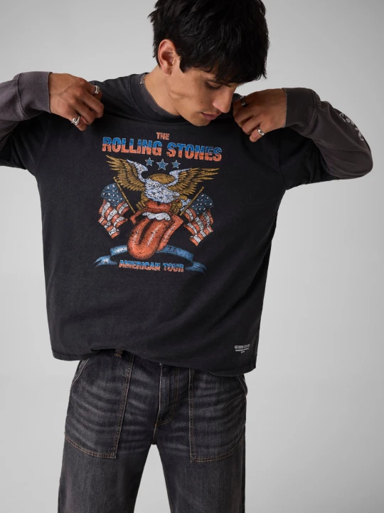 Zdjęcie produktu Guess Jeans T-shirt Eagle | Guess Jeans x The Rolling Stones | Oversize fit grafitowy