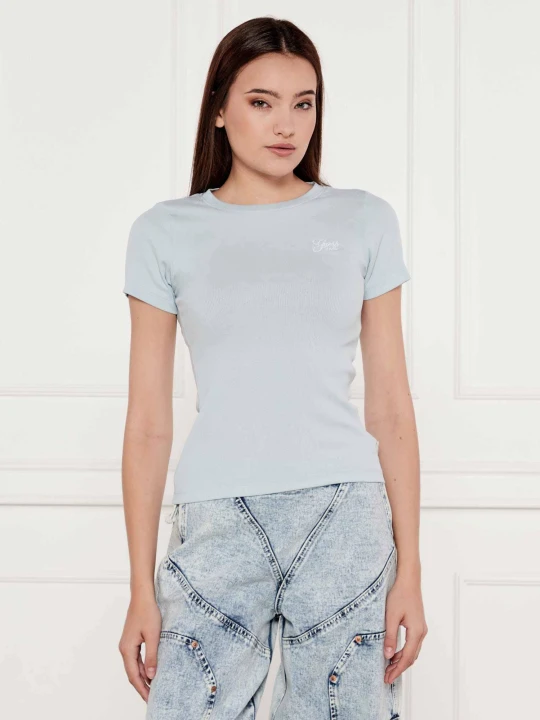 Zdjęcie produktu Guess Jeans T-shirt EMBRO | Slim Fit błękitny