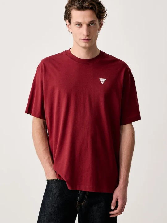 Zdjęcie produktu Guess Jeans T-shirt męski bawełniany bordowy