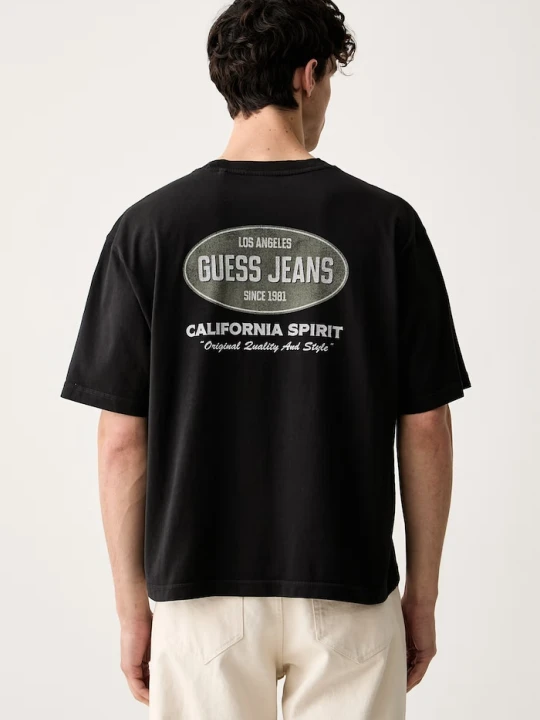 Zdjęcie produktu Guess Jeans T-shirt męski bawełniany czarny