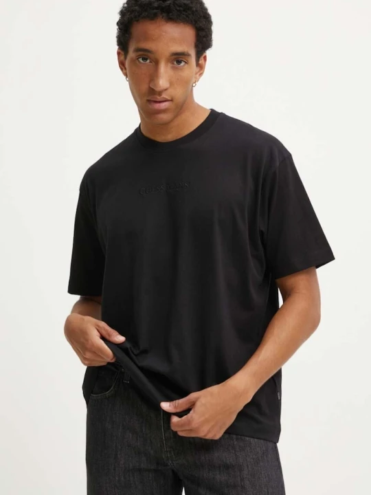 Zdjęcie produktu Guess Jeans T-shirt męski bawełniany czarny