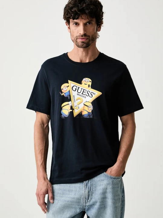 Zdjęcie produktu Guess Jeans T-shirt męski bawełniany granatowy