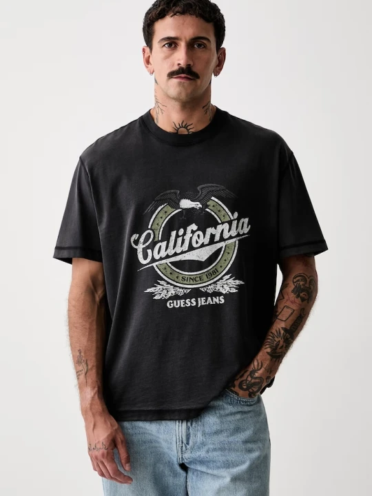 Zdjęcie produktu Guess Jeans T-shirt męski bawełniany szary