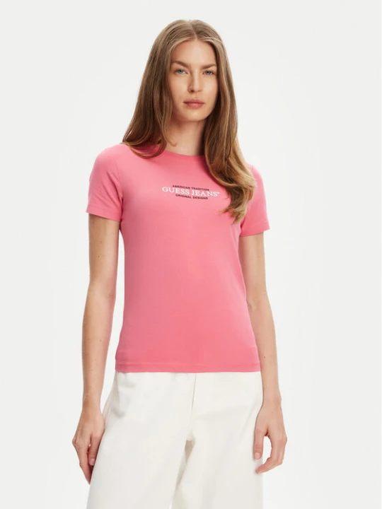 Zdjęcie produktu Guess Jeans T-Shirt W4YI03 J1314 Różowy Slim Fit
