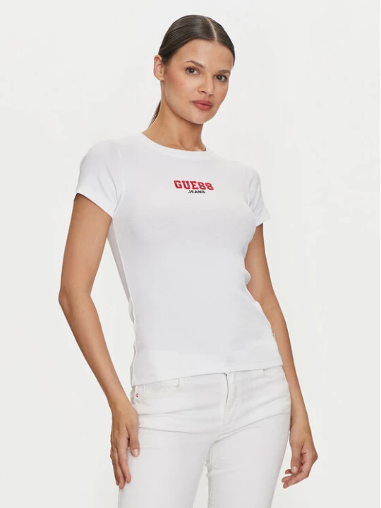 Zdjęcie produktu Guess Jeans T-Shirt W4YI64 KA0H1 Biały Slim Fit