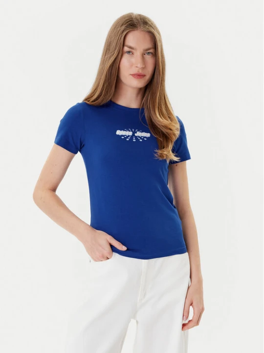 Zdjęcie produktu Guess Jeans T-Shirt W5YI04 J1314 Niebieski Slim Fit
