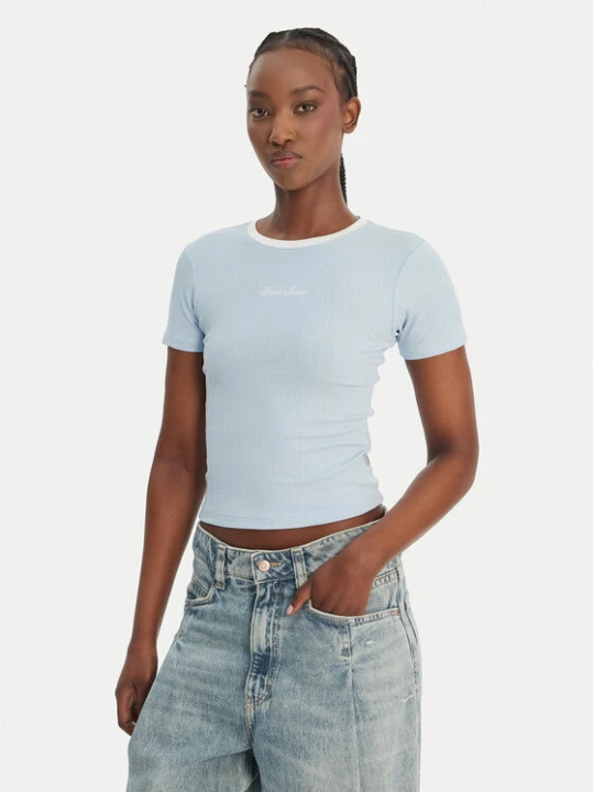 Zdjęcie produktu Guess Jeans T-Shirt W6GPA9 KF641 Błękitny Slim Fit Niebieski jasny