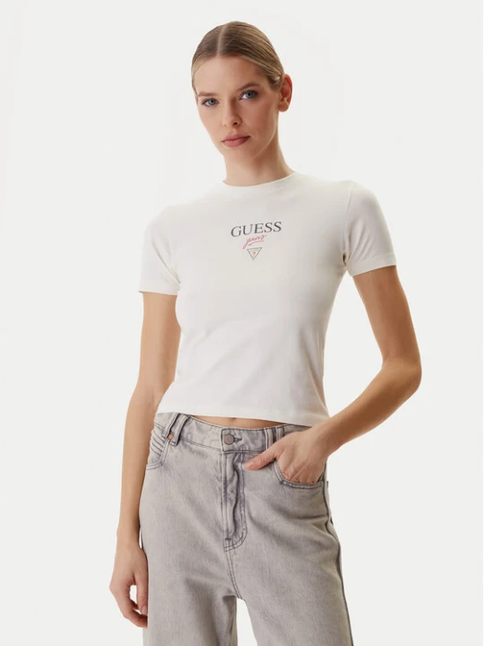 Zdjęcie produktu Guess Jeans T-Shirt W6RI15 J1314 Écru Regular Fit Kremowy