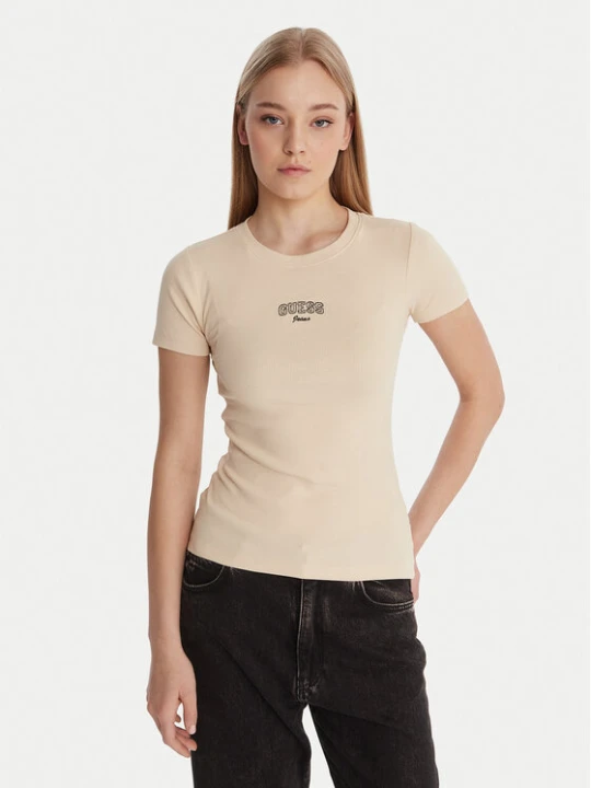 Zdjęcie produktu Guess Jeans T-Shirt W6RP21 KA0H1 Beżowy Slim Fit