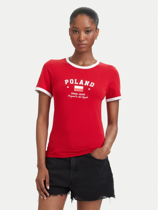 Zdjęcie produktu Guess Jeans T-Shirt W6YI16 K3995 Czerwony Slim Fit