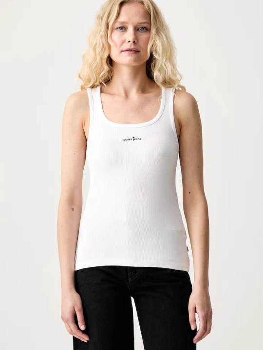 Zdjęcie produktu Guess Jeans top damski bawełniany z elastanem biały