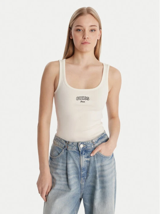 Zdjęcie produktu Guess Jeans Top W6RP20 KA0H1 Écru Slim Fit Kremowy