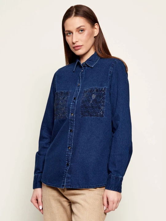 Zdjęcie produktu GUESS Jeansowa koszula MONIQUE | Regular Fit granatowy