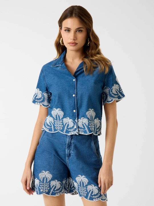 Zdjęcie produktu GUESS Jeansowa koszula PETRA | Regular Fit granatowy