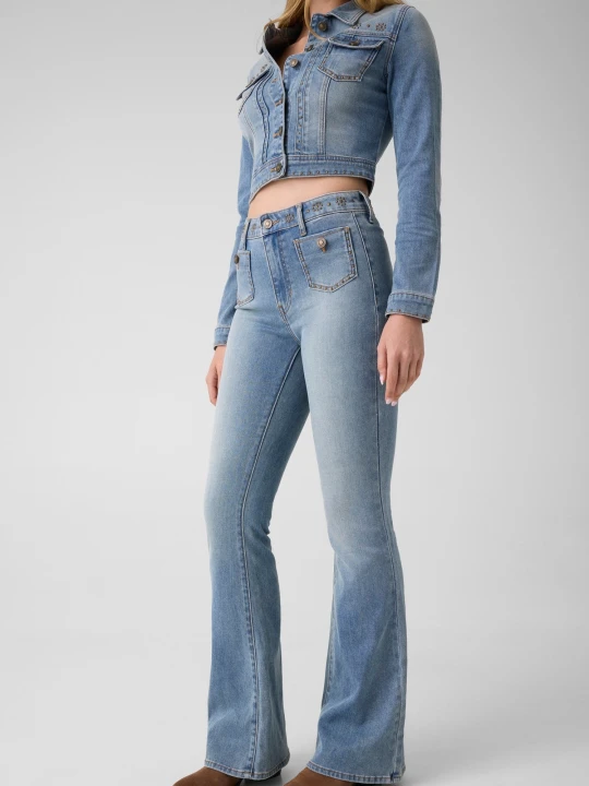Zdjęcie produktu GUESS Jeansy Belle | flare fit | high rise niebieski