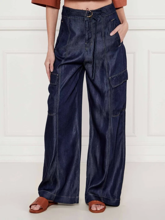 Zdjęcie produktu GUESS Jeansy cargo AGATHA | Relaxed fit granatowy