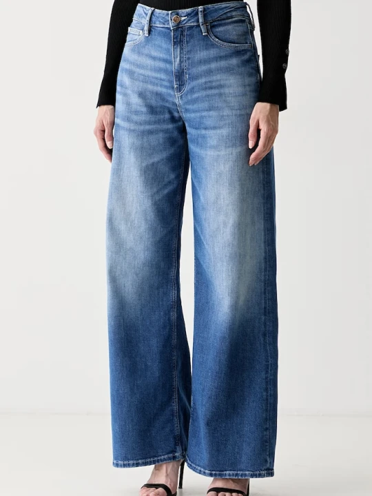Zdjęcie produktu Guess jeansy wide leg damskie BELLFLOWER niebieski