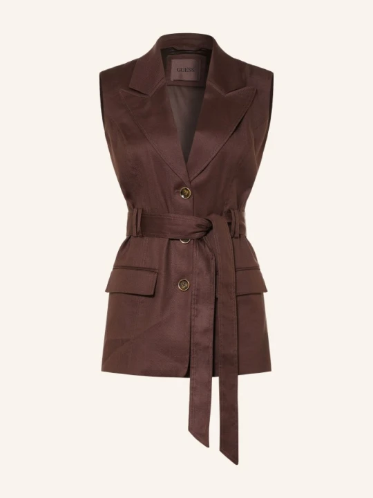 Zdjęcie produktu Guess Kamizelka Typu Blezer Carla Z Lnu braun CIEMNOBRĄZOWY