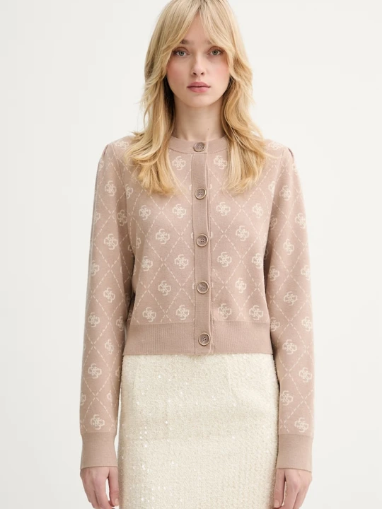 Zdjęcie produktu Guess kardigan z domieszką wełny SARAH beżowy