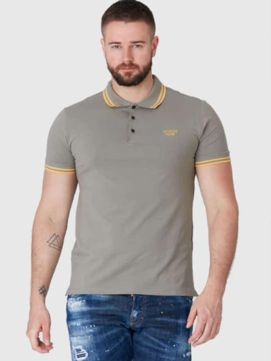 Zdjęcie produktu GUESS Khaki męska koszulka polo z wyszywanym logo, Rozmiar S Zielony