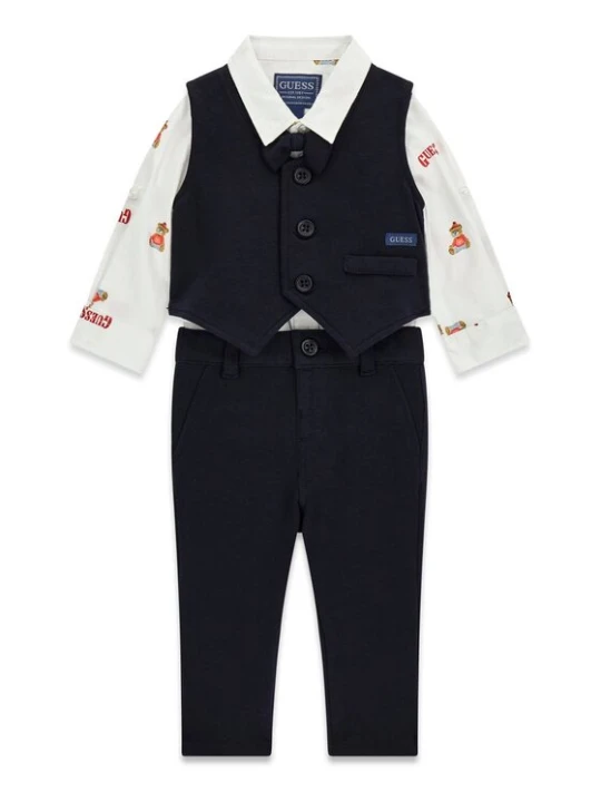Zdjęcie produktu Guess Komplet koszula, kamizelka i spodnie materiałowe I6BG05 K6216 Granatowy Regular Fit