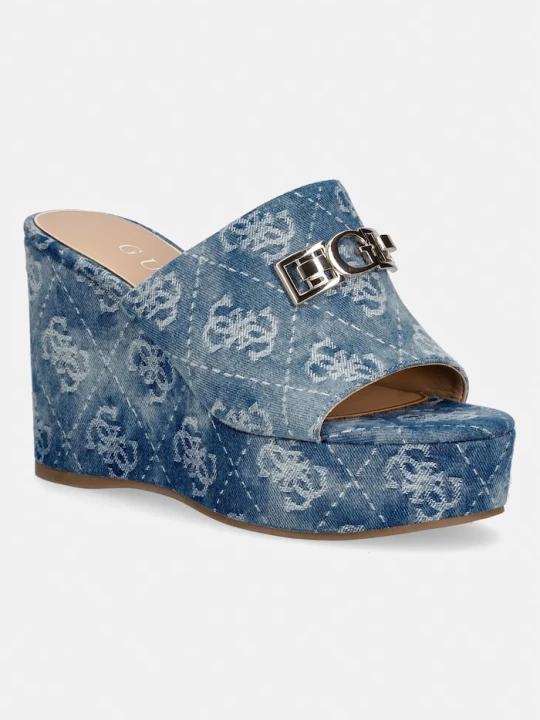 Zdjęcie produktu Guess klapki na koturnie damskie EVENZA2 granatowy