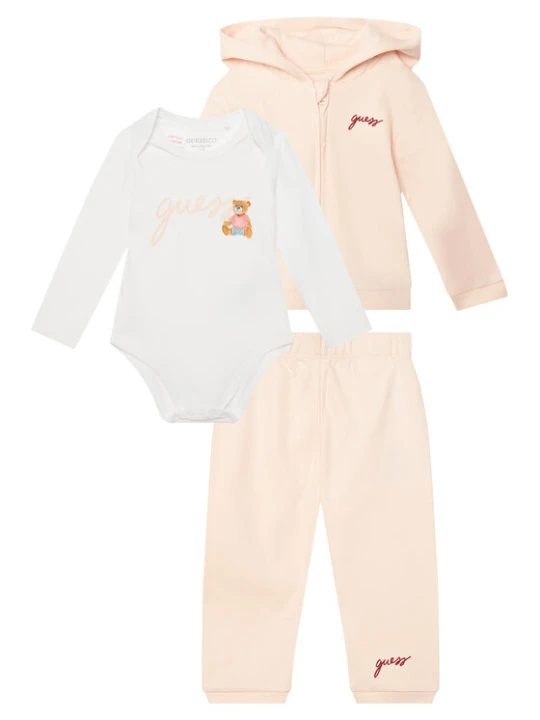 Zdjęcie produktu Guess Komplet bluza, body i spodnie dresowe H6YG09 K4135 Różowy jasny Regular Fit