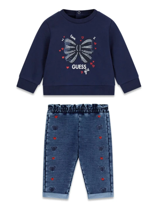 Zdjęcie produktu Guess Komplet bluzka i spodnie A6BG16 K6140 Granatowy Regular Fit
