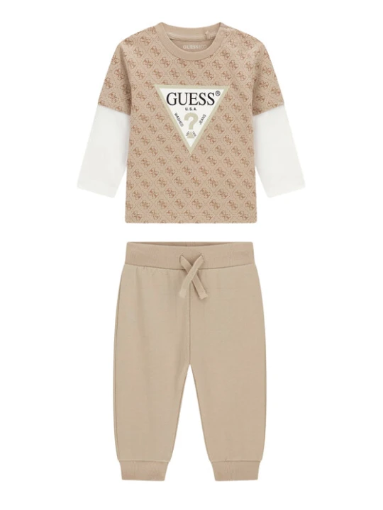 Zdjęcie produktu Guess Komplet bluzka i spodnie I6YG01 K3964 Beżowy Regular Fit