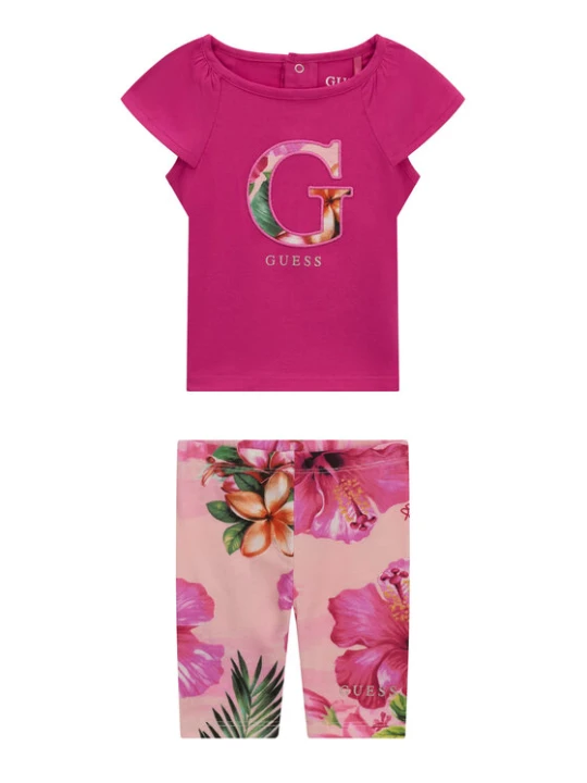 Zdjęcie produktu Guess Komplet t-shirt i legginsy A6GG05 K6YW4 Różowy ciemny Regular Fit