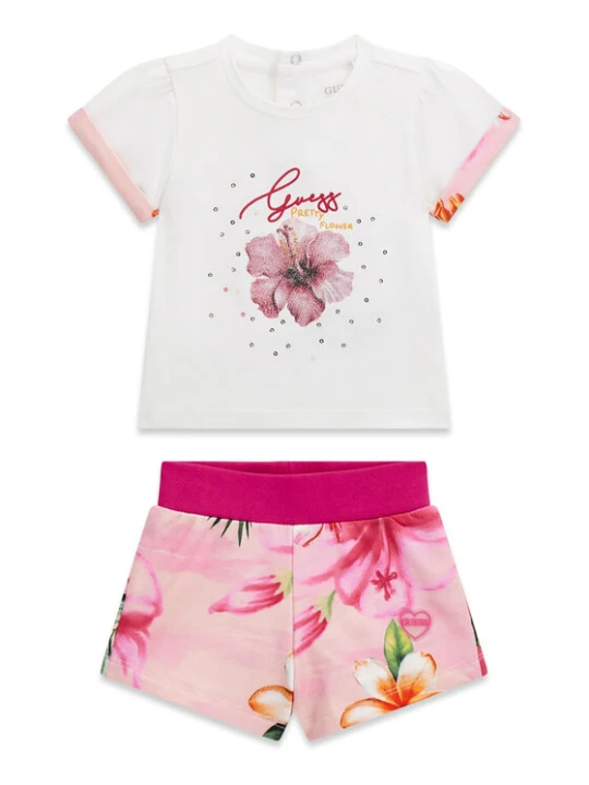 Zdjęcie produktu Guess Komplet t-shirt i spodenki A6GG01 K6YW4 Różowy Regular Fit