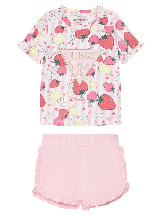 Zdjęcie produktu Guess Komplet t-shirt i spodenki A6GG02 K6YW4 Różowy Regular Fit