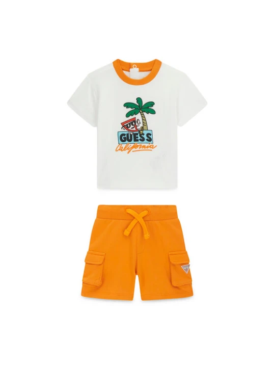Zdjęcie produktu Guess Komplet t-shirt i spodenki I6GG06 K8HM4 Pomarańczowy Regular Fit