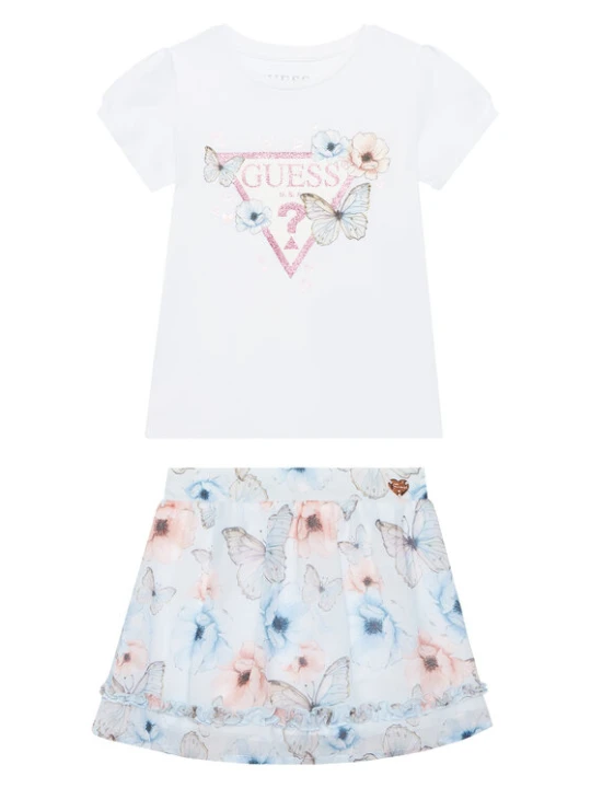 Zdjęcie produktu Guess Komplet t-shirt i spódniczka K6RG07 K6YW0 Biały Regular Fit