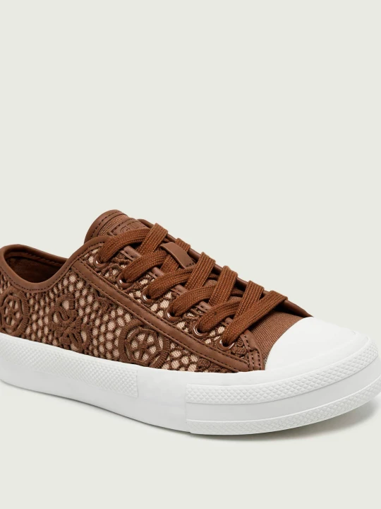 Zdjęcie produktu Guess Koronkowe trampki CAREY2 brązowy