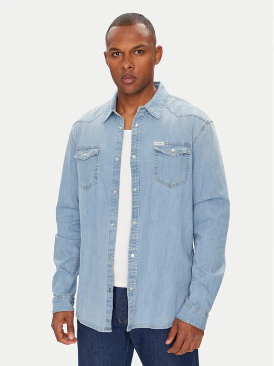 Zdjęcie produktu Guess Koszula jeansowa M4GH02 D3PF5 Niebieski Slim Fit