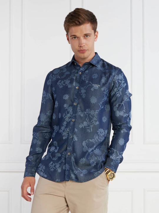 Zdjęcie produktu GUESS Koszula LS SUNSET FLO | Slim Fit granatowy