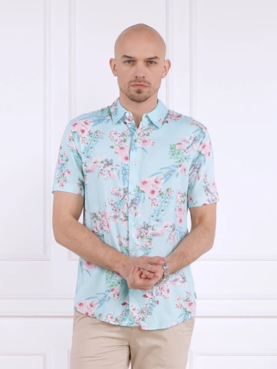 Zdjęcie produktu GUESS Koszula SS ECO RAYON WLD ORC | Slim Fit niebieski