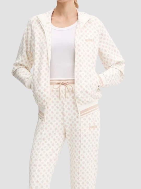 Zdjęcie produktu GUESS Kremowa rozpinana bluza damska w monogram Aggie, Rozmiar XS Beżowy