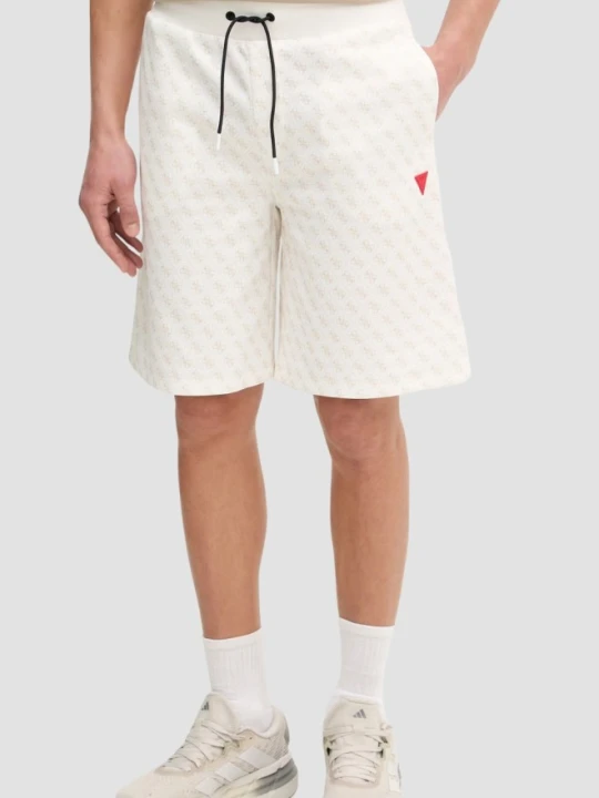 Zdjęcie produktu GUESS Kremowe męskie spodenki w monogram New Korbin, Rozmiar XL Beżowy
