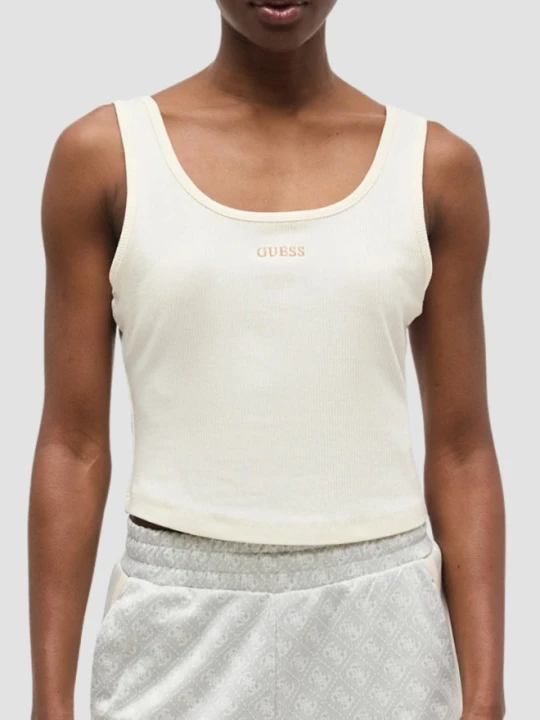 Zdjęcie produktu GUESS Kremowy damski tank top Circe, Rozmiar M Beżowy