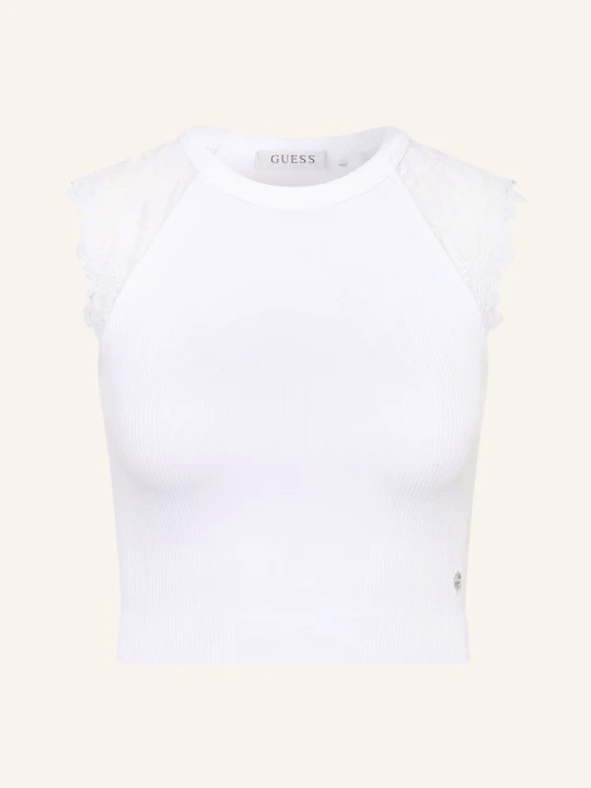 Zdjęcie produktu Guess Krótki Top Millie Z Koronką weiss BIAŁY
