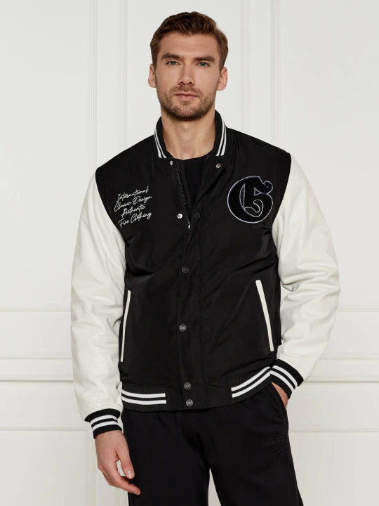 Zdjęcie produktu GUESS Kurtka bomber VERSITY | Regular Fit | z dodatkiem skóry czarny