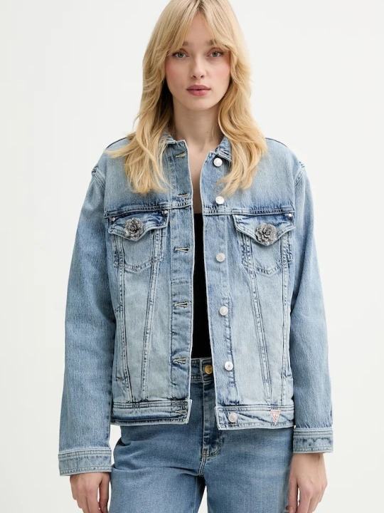 Zdjęcie produktu Guess kurtka damska jeansowa ANNA niebieski