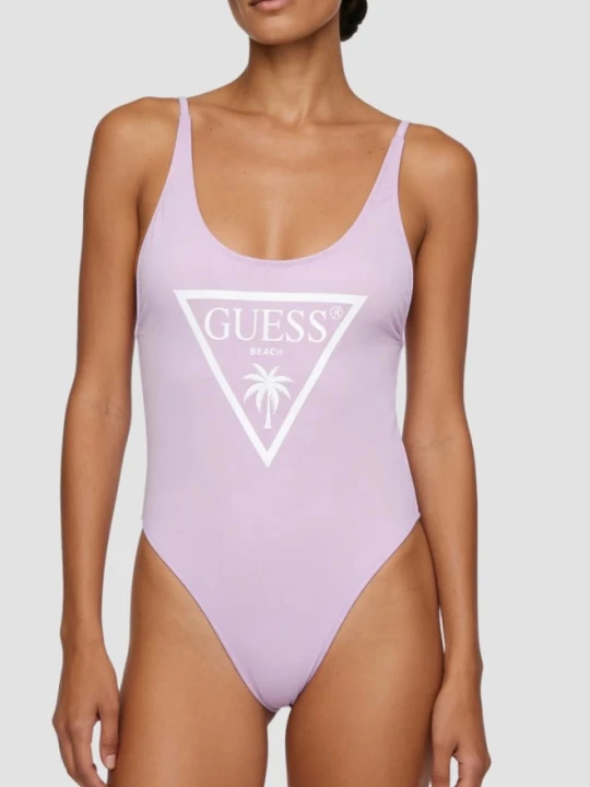 Zdjęcie produktu GUESS Lawendowy damski jednoczęściowy strój kąpielowy z logo Violet, Rozmiar M