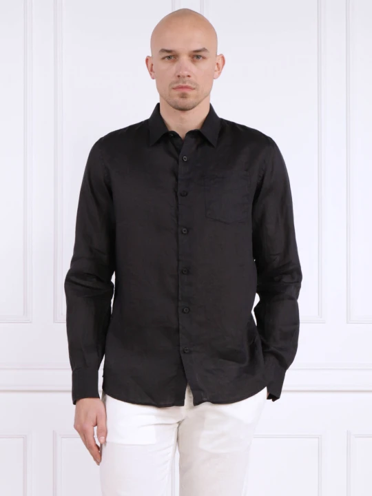 Zdjęcie produktu GUESS Lniana koszula LS ISLAND | Regular Fit czarny