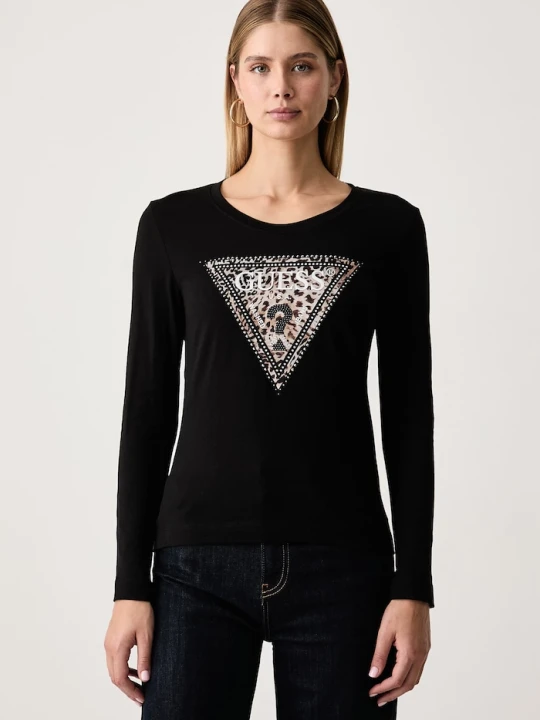 Zdjęcie produktu Guess longsleeve damski bawełniany z elastanem SAVANNA czarny