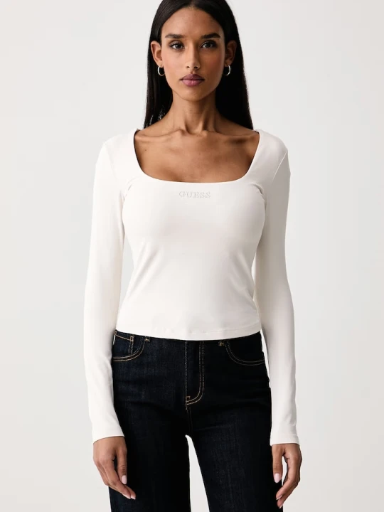 Zdjęcie produktu Guess longsleeve damski LOTUS beżowy