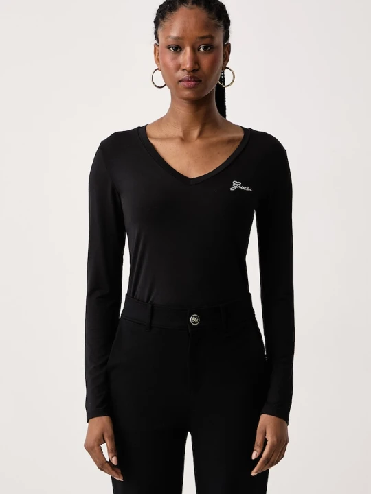 Zdjęcie produktu Guess longsleeve damski z modalem czarny